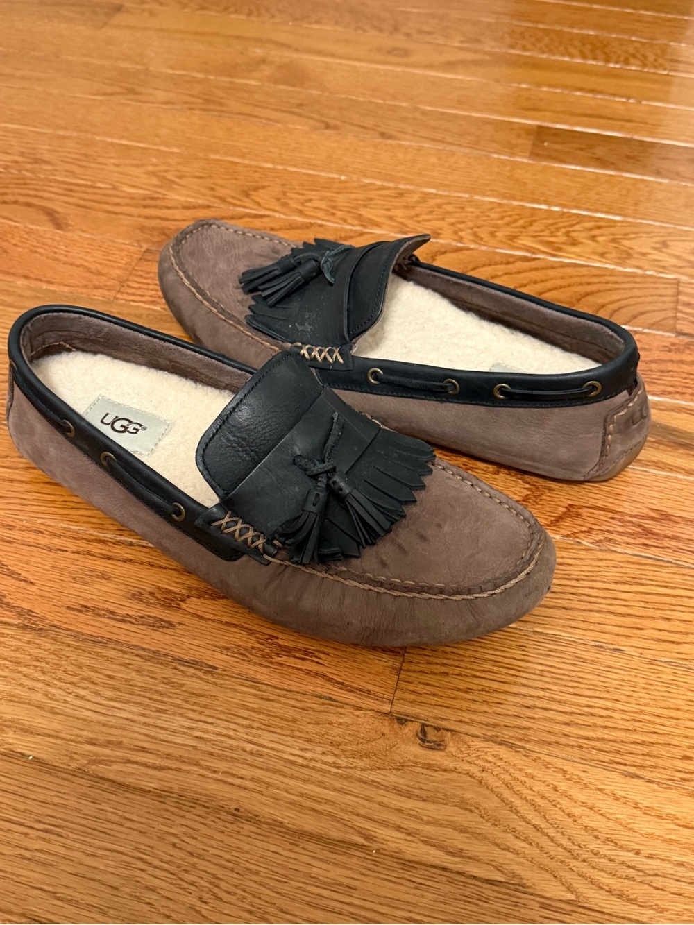 UGG Men’s Tassel Loafer Slippers in Brown and Black
